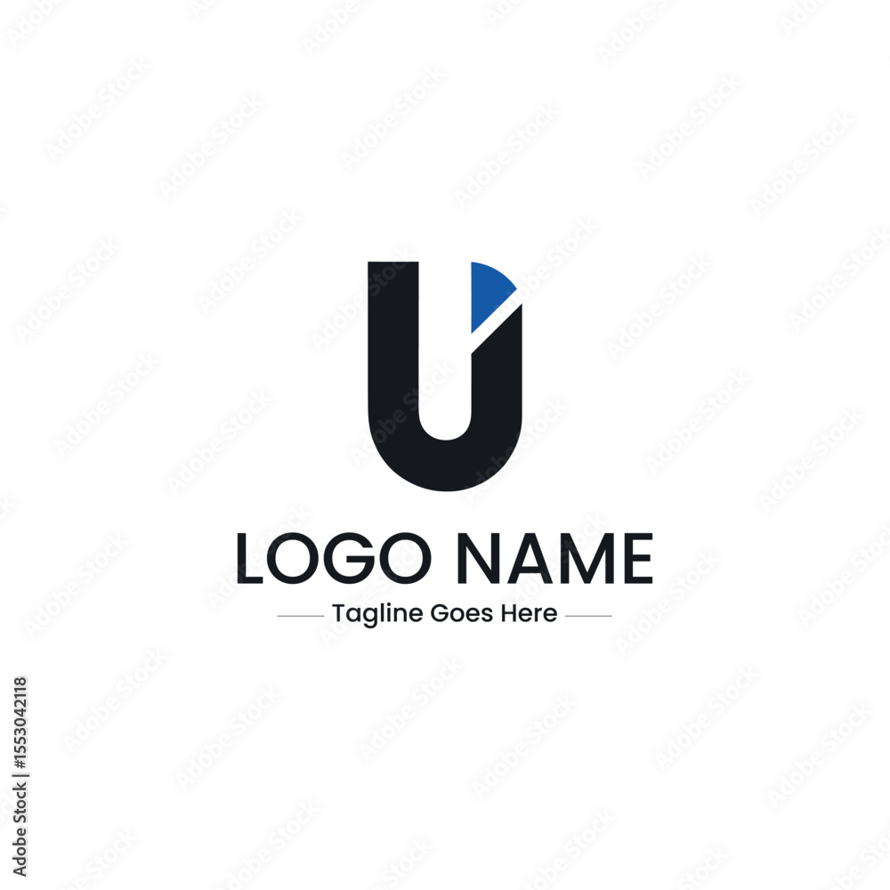Fototapeta premium Vector art of a modern logo design features the letter u in black and blue isolated on white background
