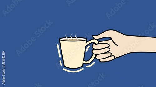Coffee Cup Animation with Smoke Effect, Suitable for coffee related concepts, morning spirit, cafe, lifestyle, or beverage visual branding.