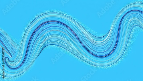 Abstract Blue Wave Texture Flowing Across a Bright Cyan Background
