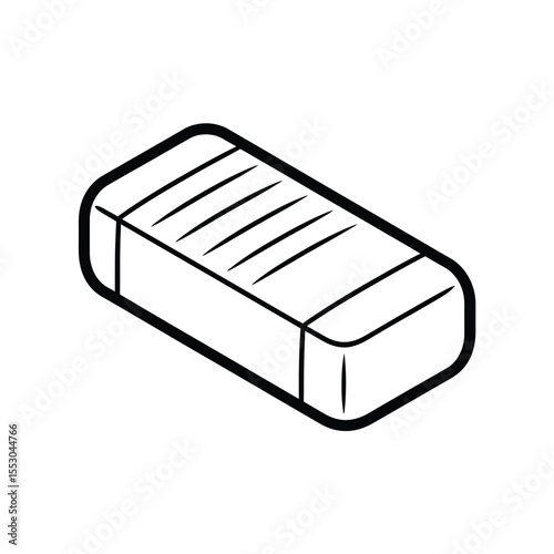 Isometric Outline Illustration of a Soap Bar or Sponge