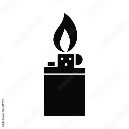 Black and White Illustration of a Lighter with a Flame