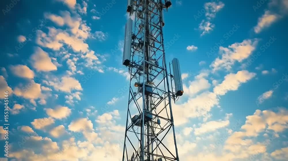 Telecommunication Tower Against a Cloudy Sky Telecommunication Tower Against a Cloudy Sky