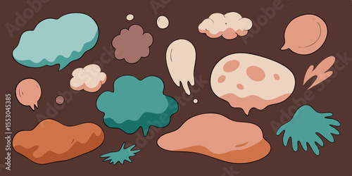Whimsical blob shapes in earth tones create a playful and organic design element, perfect for adding a touch of creative flair to any project.