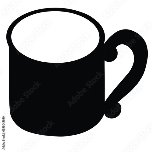 Cute cartoon hand drawn vector cup mug silhouette.
