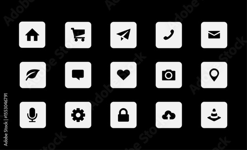 Minimalist Flat Icon Pack – Home, Shopping, Tech, Media, Web & Business Symbols Vector Set