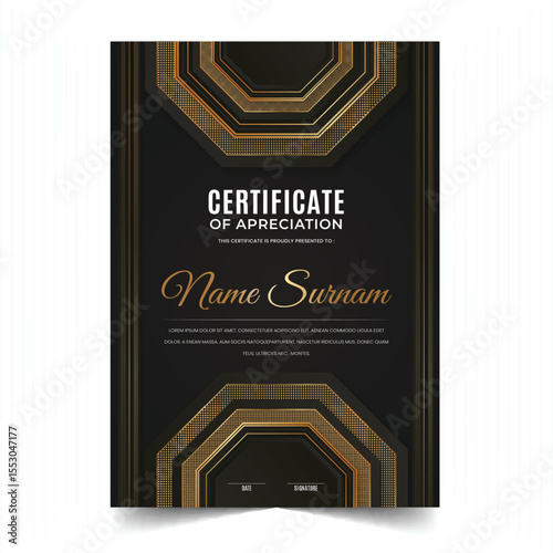 Black gold certificate template