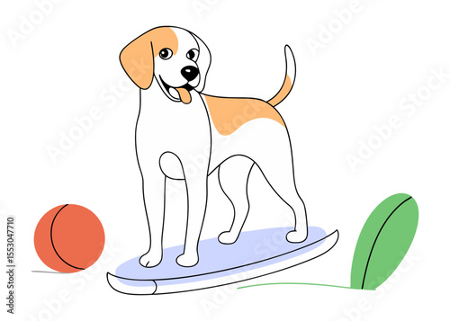 Minimalist Dog Line Art | Standing Canine Outline Drawing Vector | Simple Pet Silhouette Illustration | Puppy Profile Ink Sketch | Elegant Mutt Contour for Modern Decor & Design