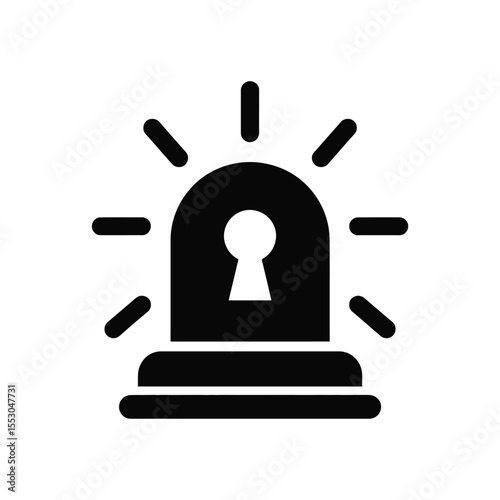 Black silhouette of an alarm siren with a keyhole symbol