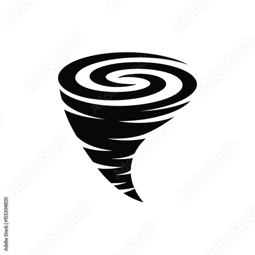 Black and White Tornado Illustration for Weather and Natural Disaster