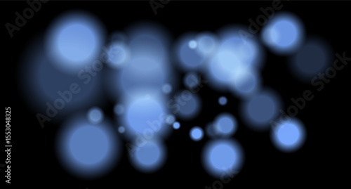 Large soft blue bokeh circles with glow on black background, creating a dreamy abstract field. Suitable for festive, sci-fi or digital designs.