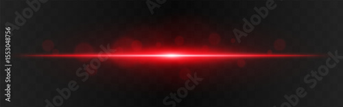Light burst. Red horizontal glow with radial flare and soft particles on dark transparent background, suitable for tech or sci-fi visuals.