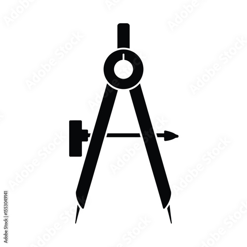 Black and white illustration of a compass drafting tool instrument