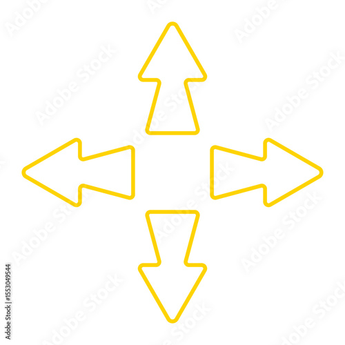 Navigation arrow icon. Outline arrows pointing in four directions. Represents control, positioning, orientation, or spatial interface navigation.
