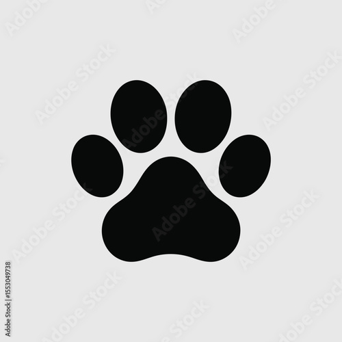 Simple Black Paw Print Illustration on Light Gray Background