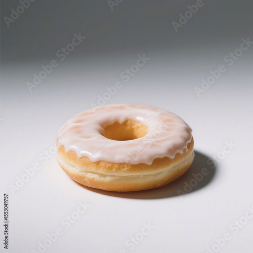 Whiteglazed donut isolated on white background