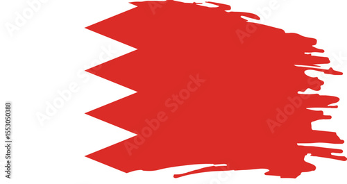 bahrain national flag with brush stroke style in red and white colors isolated on white background

