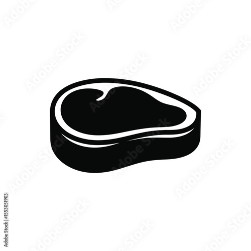 Steak Icon Black and White Graphic Design