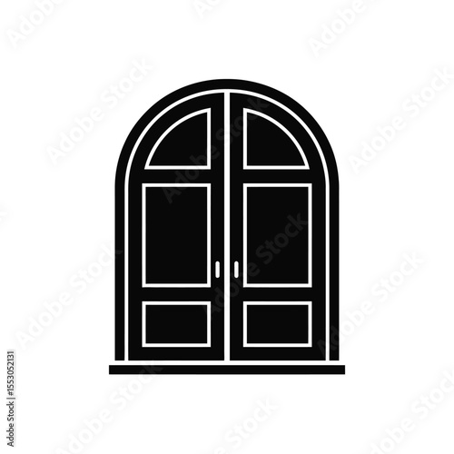 Elegant Black Double Arch Top Door Icon