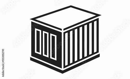 cargo container icon, shipping box silhouette, freight container vector