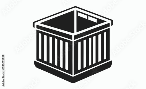 cargo container icon, shipping box silhouette, freight container vector