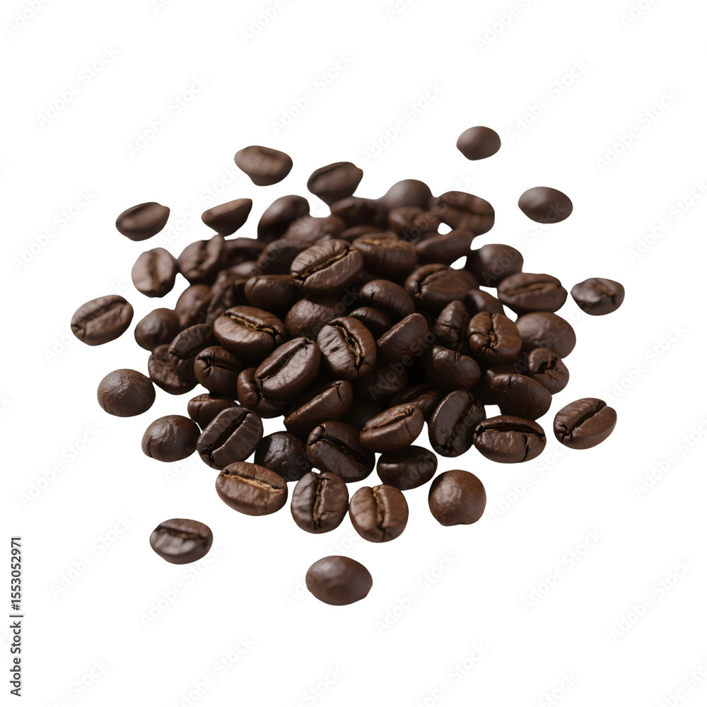 Obraz premium Pile of coffee beans isolated on transparent background