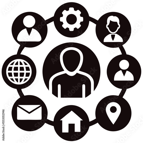 Social network and business people icon set for communication and team networking