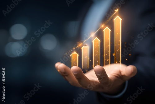 Business Growth: Upward Trend Financial Success.