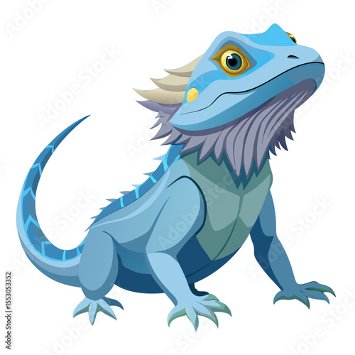 Translucent Bearded Dragon Vector Illustration – Bluish Skin and Dark Eyes Morph