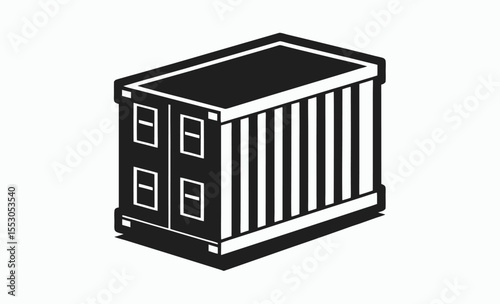 cargo container icon, shipping box silhouette, freight container vector