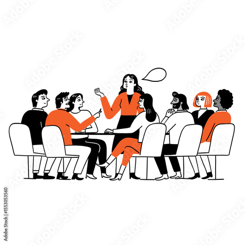 A female employee or officer is explaining to her coworker.