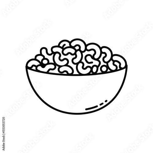 Bowl of Macaroni and Cheese Line Art Illustration
