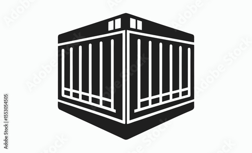 cargo container icon, shipping box silhouette, freight container vector