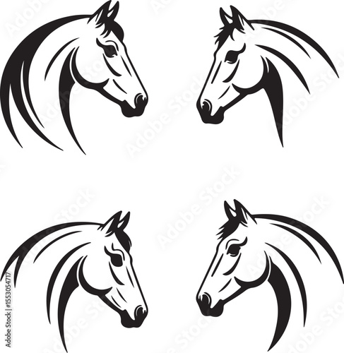 A set of horse silhouette vector illustrations
