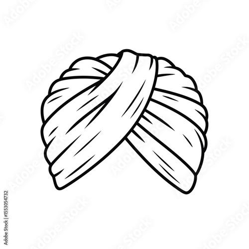 Elegant Turban Outline Traditional Headwear for Cultural and Fashion Illustrations