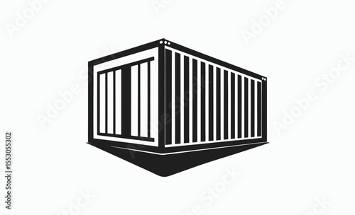 cargo container icon, shipping box silhouette, freight container vector