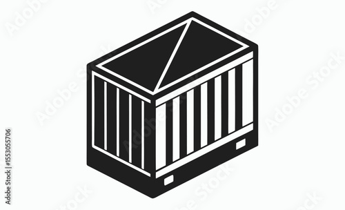 cargo container icon, shipping box silhouette, freight container vector