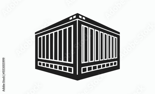 cargo container icon, shipping box silhouette, freight container vector