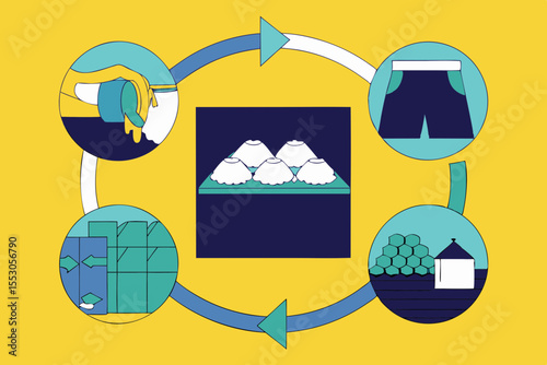 Drawing of production cycle made by a hand
