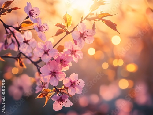 Spring blossoms in a tranquil garden cherry trees in bloom nature photography serene atmosphere close-up view
