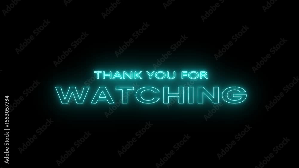 Thanks for Watching Neon Typography Animation  Glowing Text Outro 4K