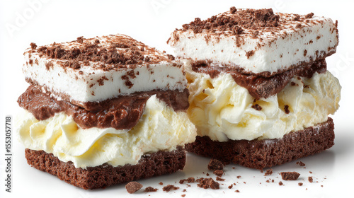 Delicious mini dessert bites with layers of cream and chocolate filling, topped with chocolate crumbs, perfect for sweet cravings. Ice Cream Sandwich Day