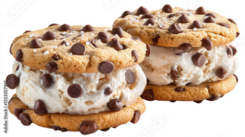 Delicious mini ice cream sandwiches feature chocolate chip cookies with creamy filling and chocolate chips, perfect for sweet treat. Ice Cream Sandwich Day