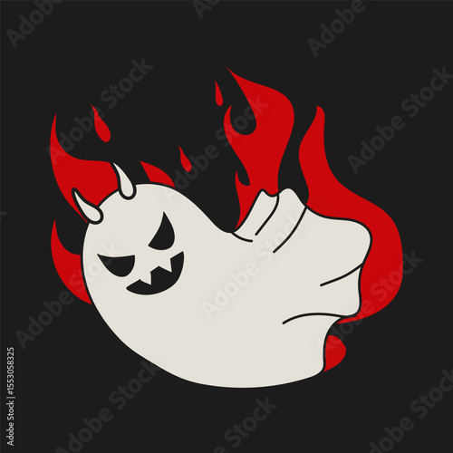 Devil Ghost in Flames for Halloween