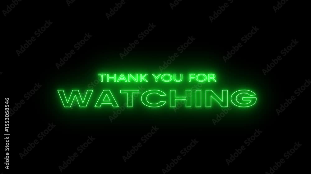 Thanks for Watching Neon Typography Animation  Glowing Text Outro 4K