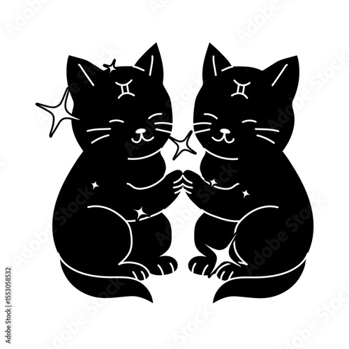 Gemini Twins Zodiac Cats in Astrological Style
