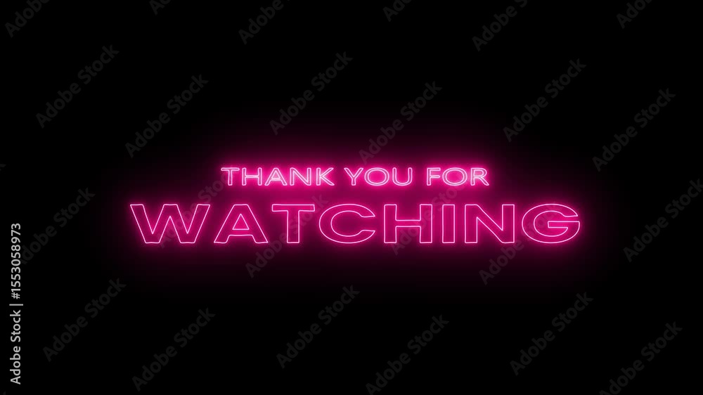 Thanks for Watching Neon Typography Animation  Glowing Text Outro 4K