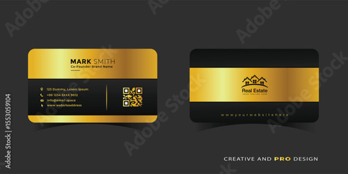 Elegant gold and black business card design for real estate professionals