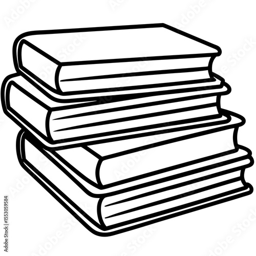 Simple Books Stack Drawing
