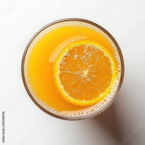 Fresh orange juice with citrus slice in glass