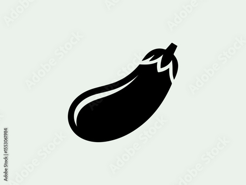 Geometric abstract eggplant vector logo with symmetrical curves for food startups